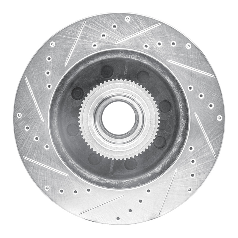 Ford F-250 Brake Rotor (1) - Front Right - R1 Concepts - Drilled & Slotted - Silver - `06-`12